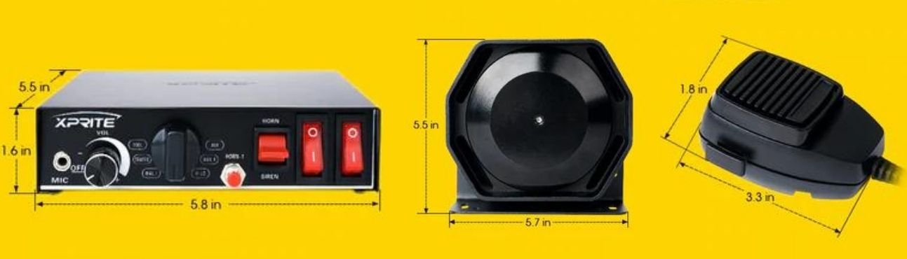 Siren with Handheld Microphone and Light Control Switches