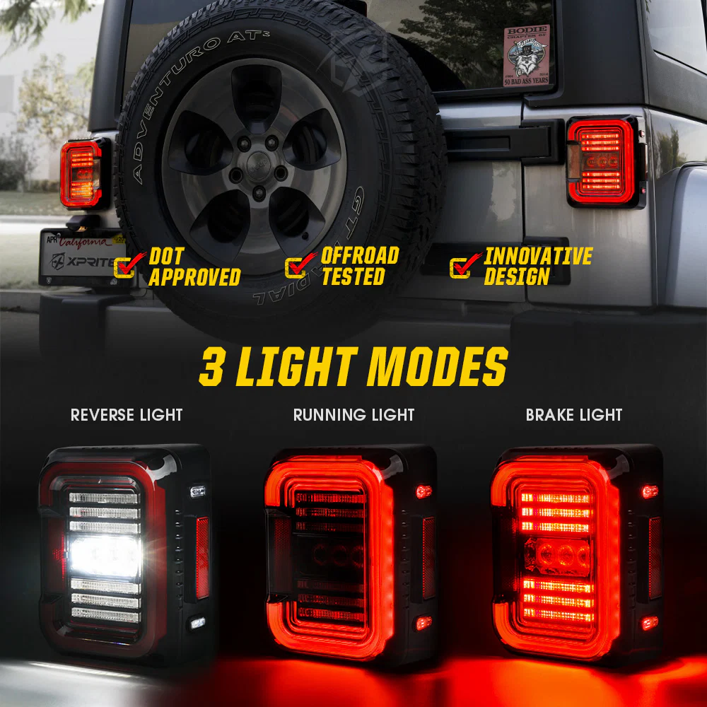 Xprite Jeep Wrangler JK LED Lighting Upgrade Kit | 7" RGB Halo Headlights, 4" Fog Lights, Turn Signals & Tail Lights