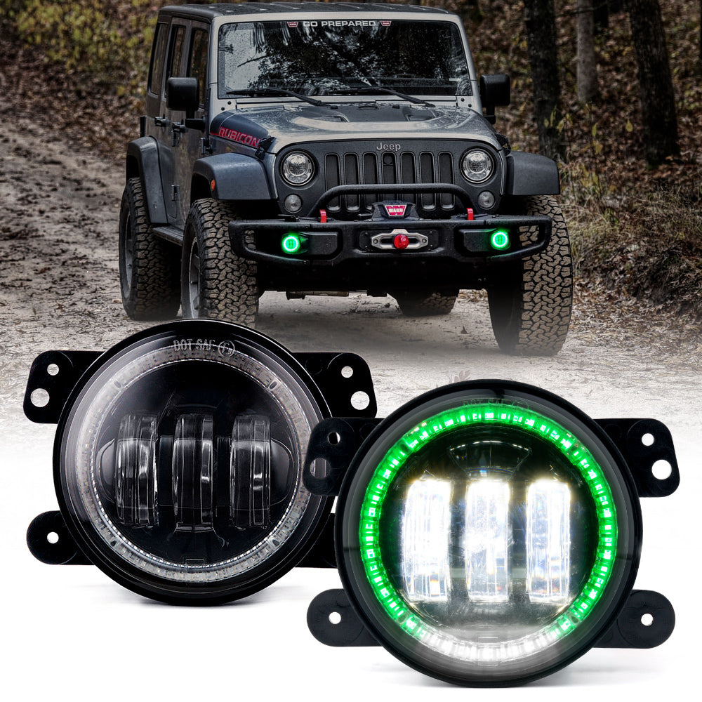 Xprite Jeep Wrangler LED Halo Fog Lights 4 Inch – DRL Off-Road Projector Fog Lights | Escapade Series