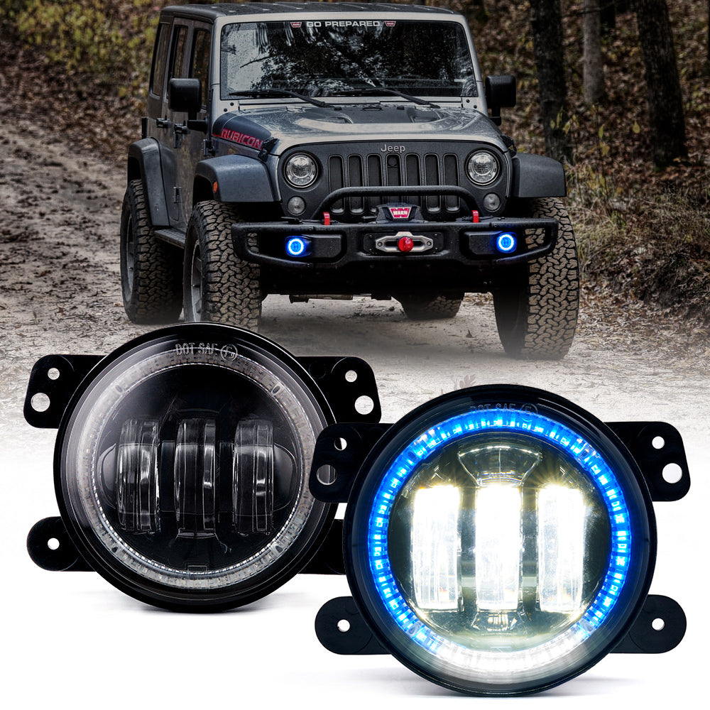 Xprite Jeep Wrangler LED Halo Fog Lights 4 Inch – DRL Off-Road Projector Fog Lights | Escapade Series