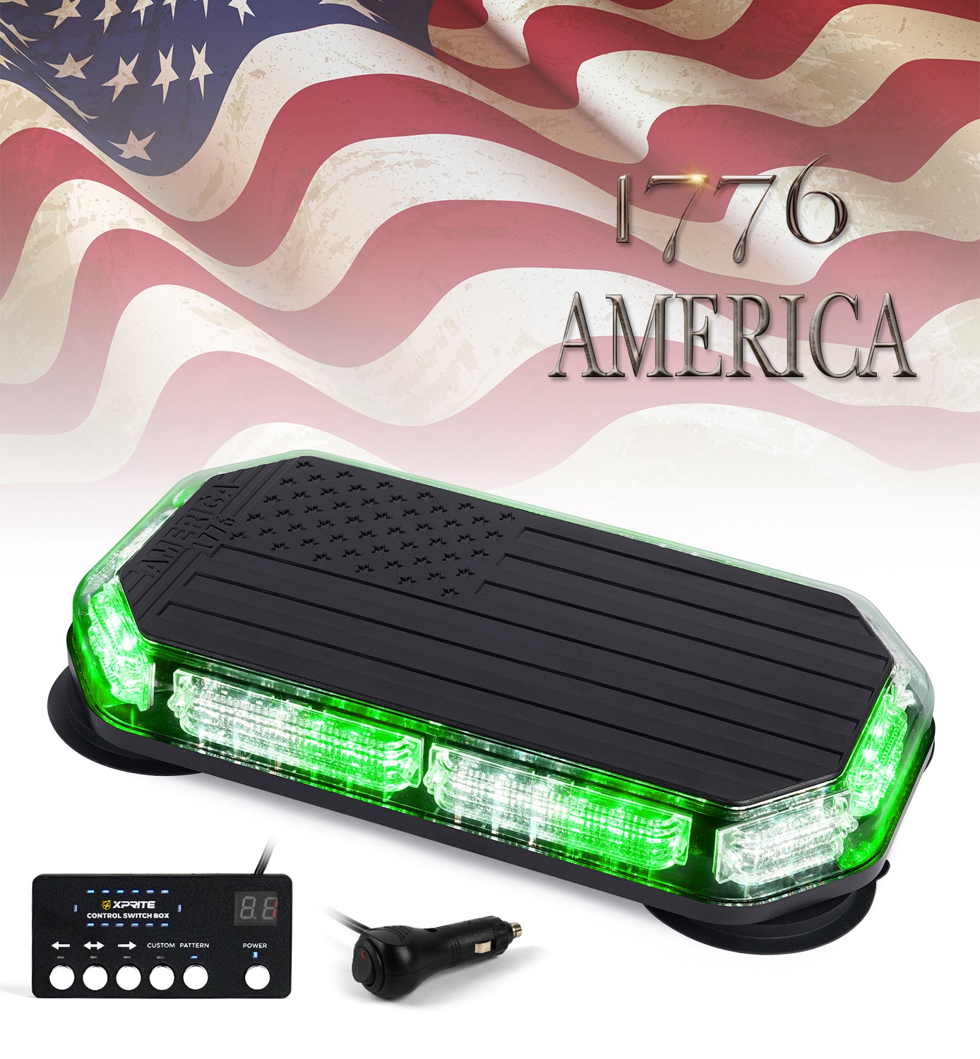 15-inch Emergency Light Bar for Trucks with American Flag Design