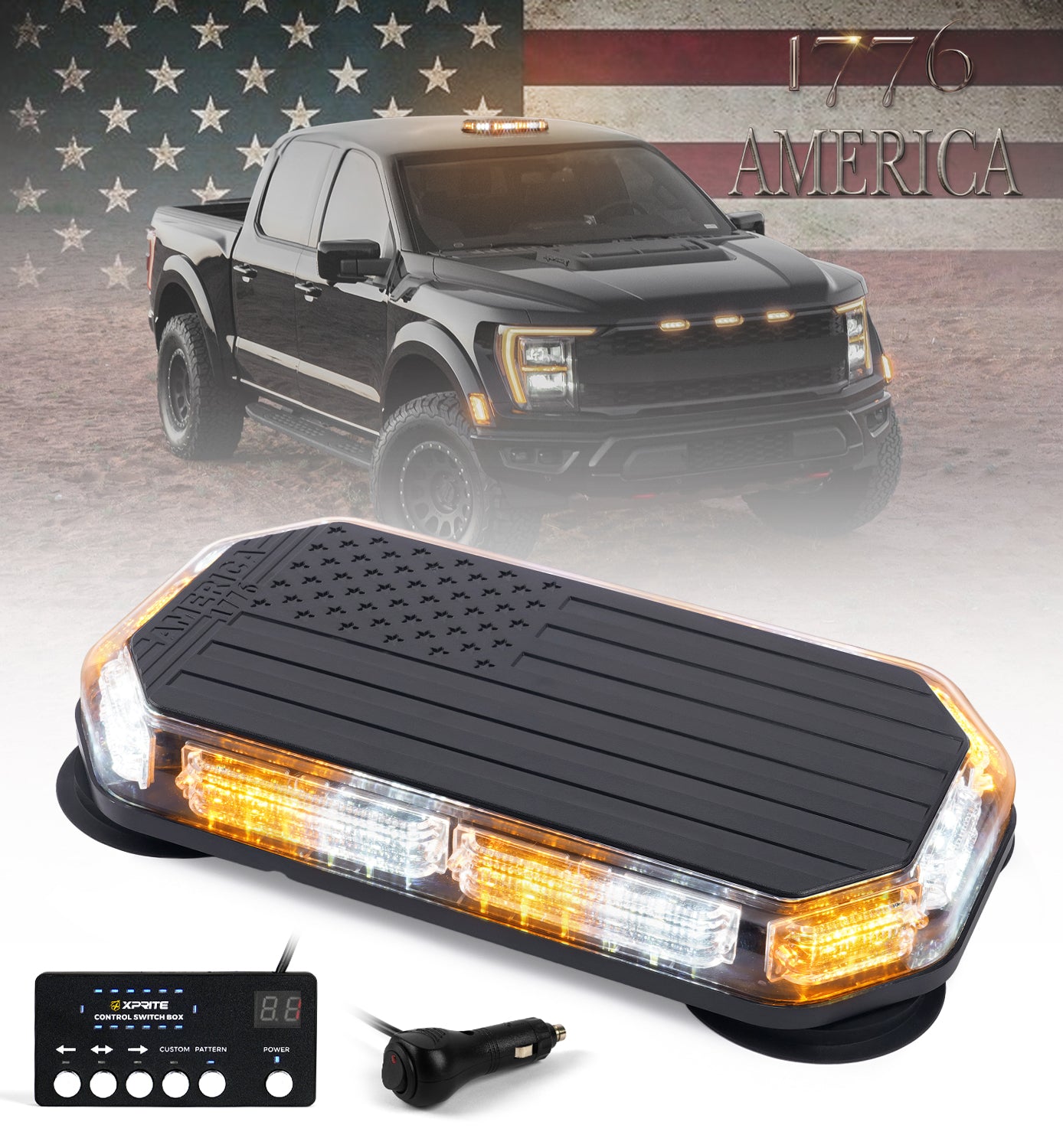 Amber White Rooftop LED Emergency Light for Trucks