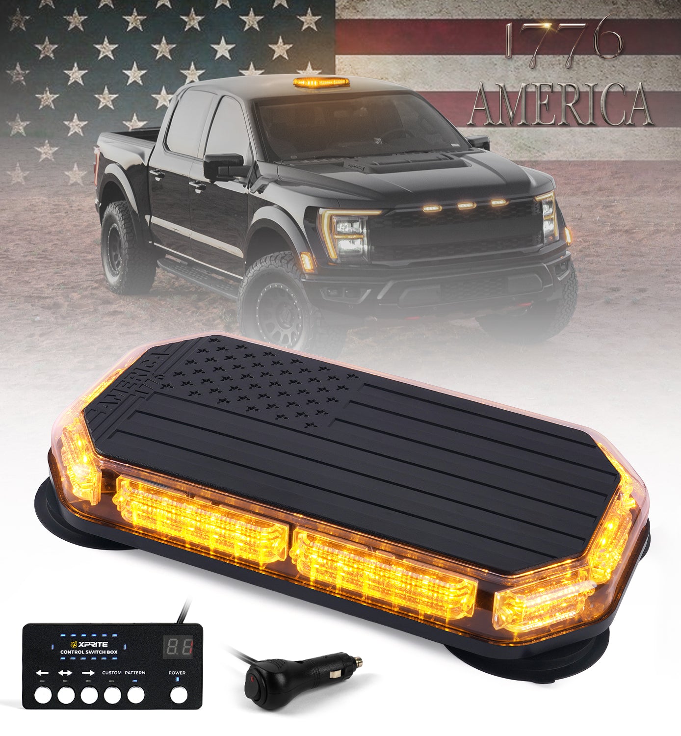 15&quot; Rooftop LED Emergency Light for Trucks | Magnetic Base Strobe 