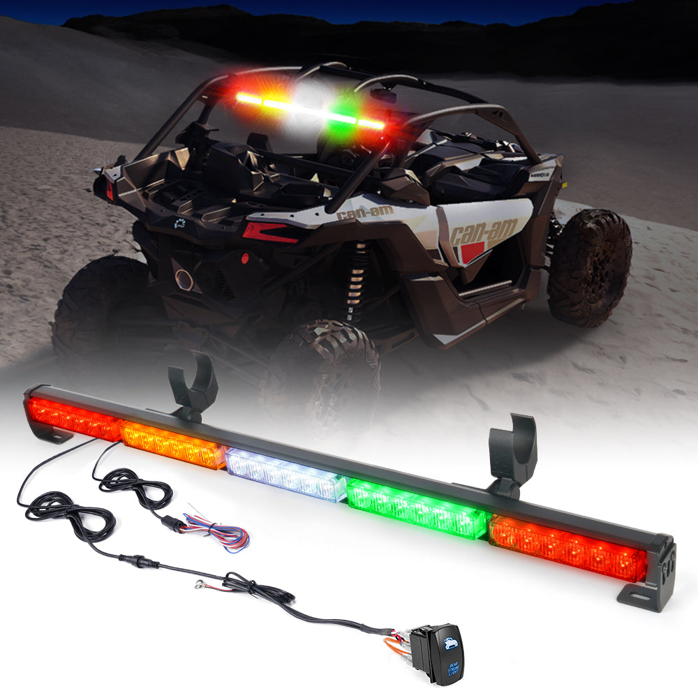 Xprite UTV LED Lighting Upgrade Kit | LED Side Mirrors, 2PC RGB 4FT Whip Lights & 36" Chase Light Bar