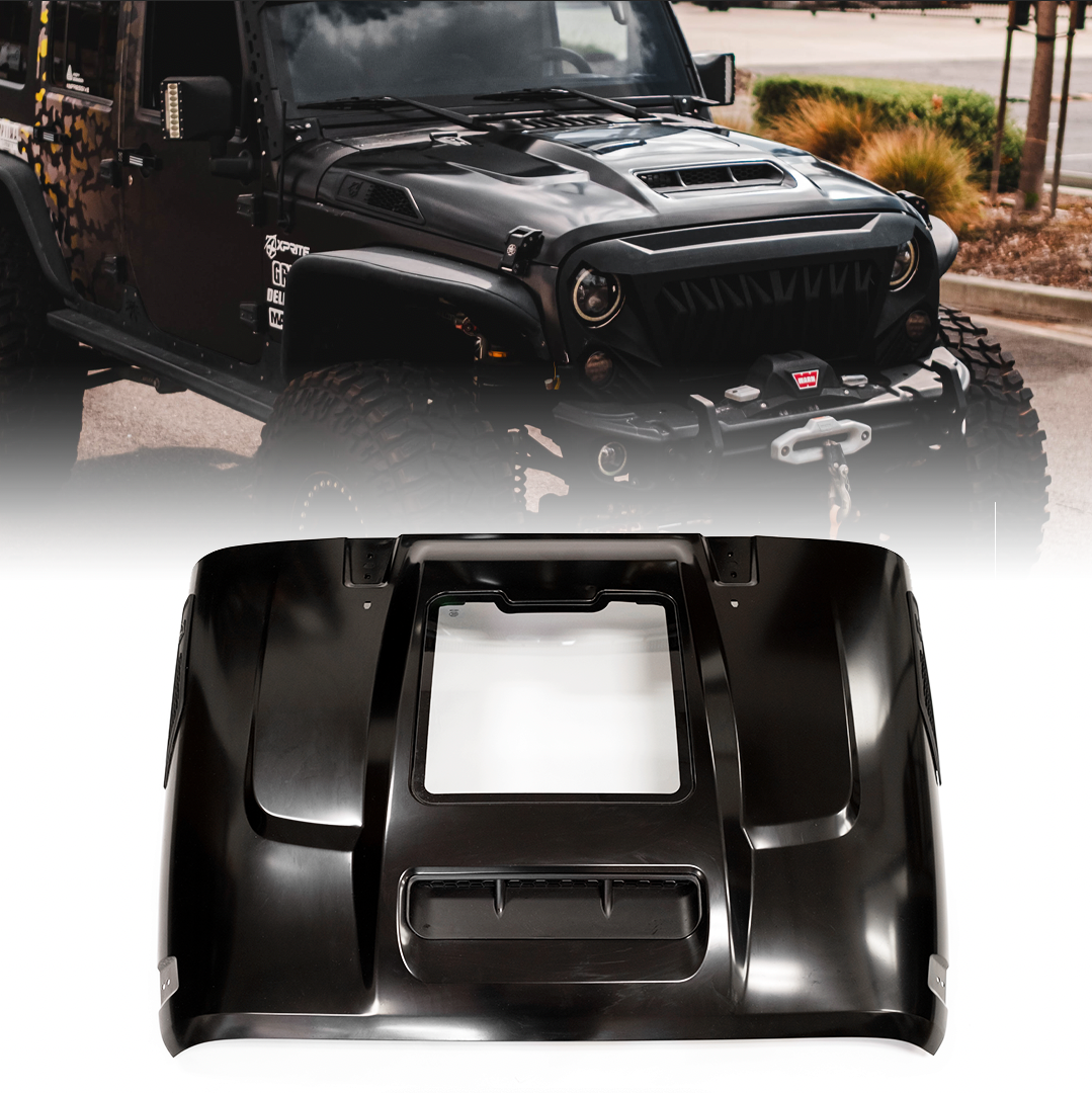 Jeep Wrangler JK Hood with Visible Engine Interior  | ZR1