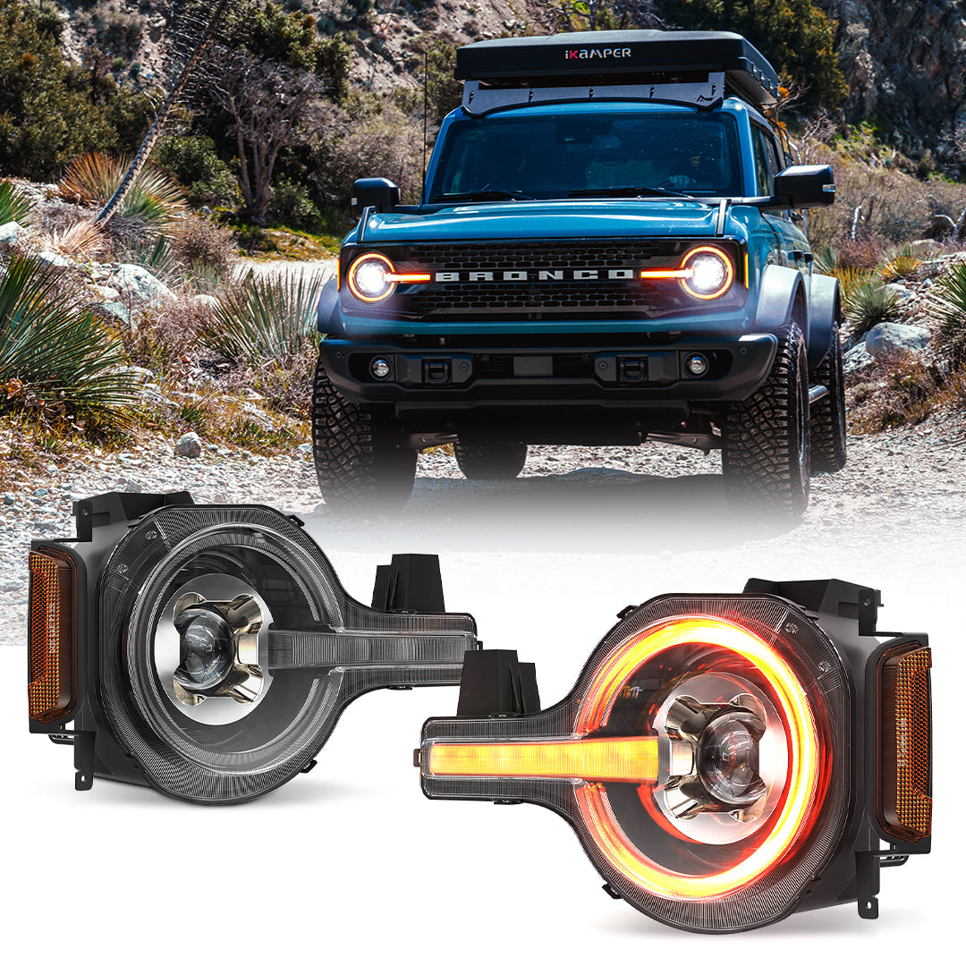 Ford Bronco LED Headlights with DRL& Sequential Turn Signals