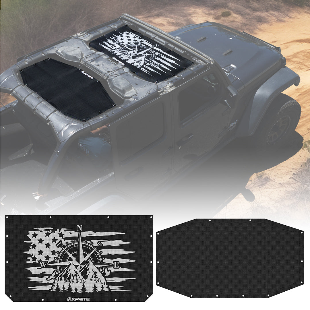 Jeep Sunshade Top with Gadsden Flag Design for JL JT