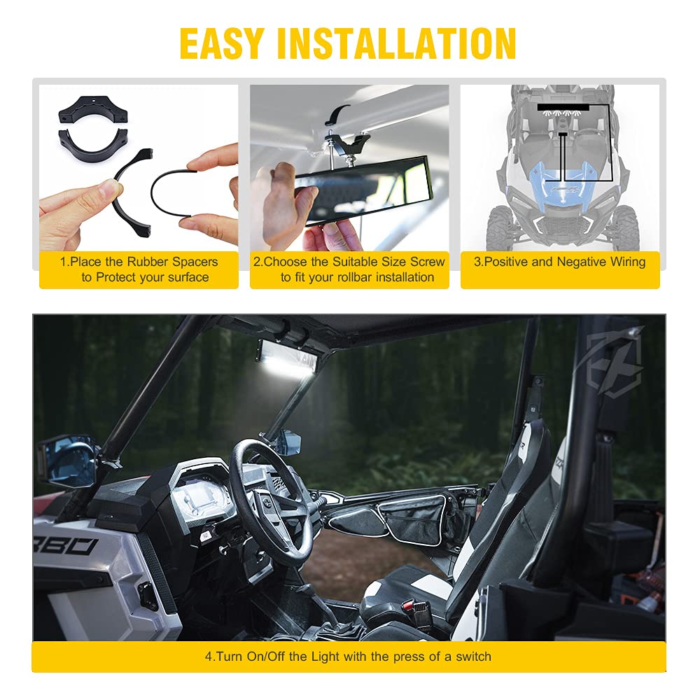 Curved UTV Rear View Mirror with LED Lights | Spirit Series