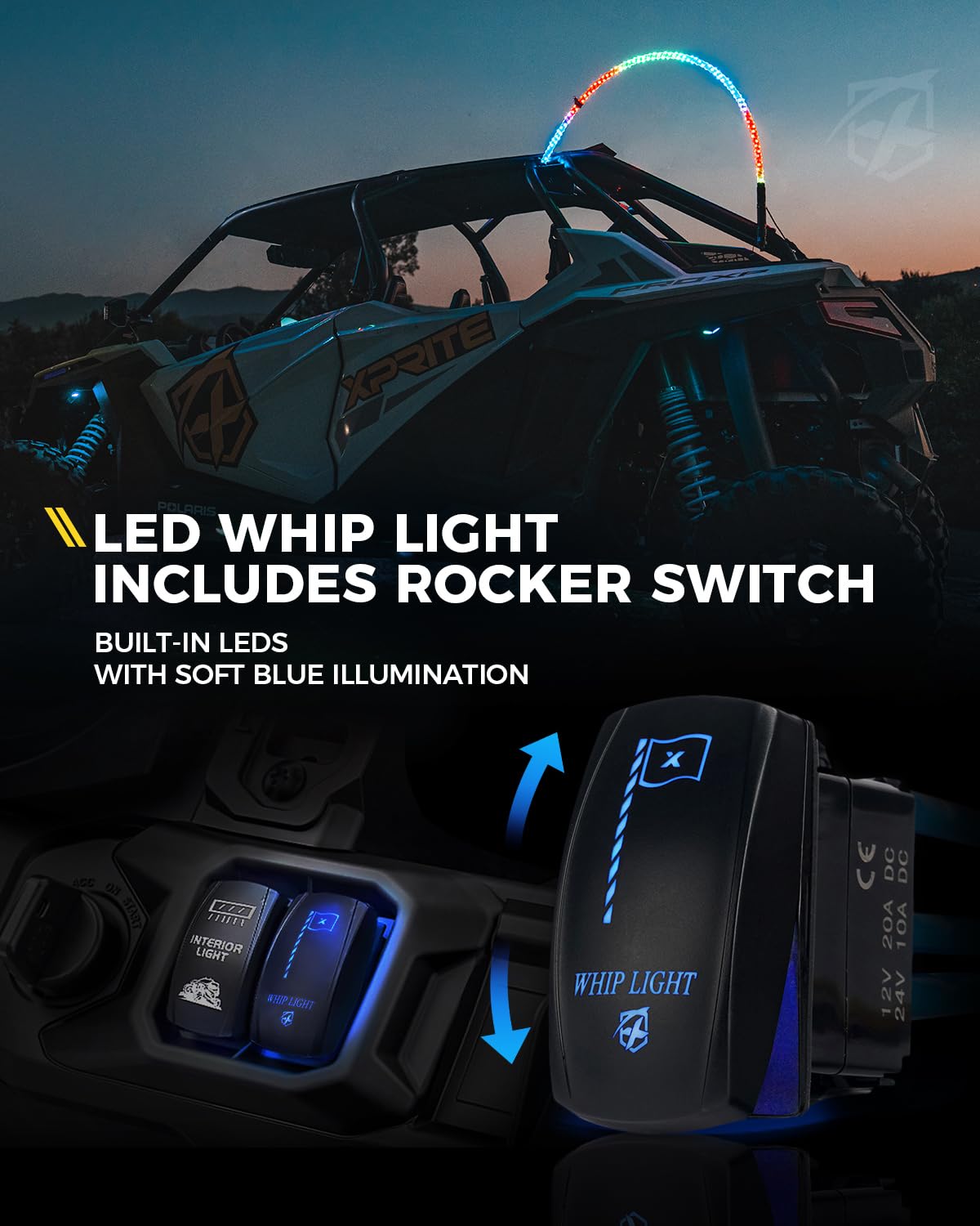 RGB LED Whip Lights with Spring Mount