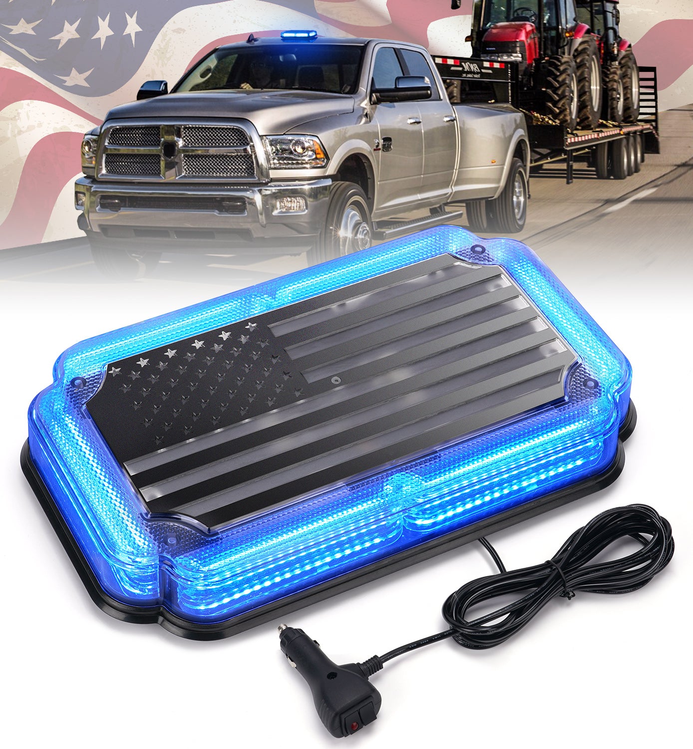 Mini Strobe Light Bar featuring American Flag Design | Flag Series