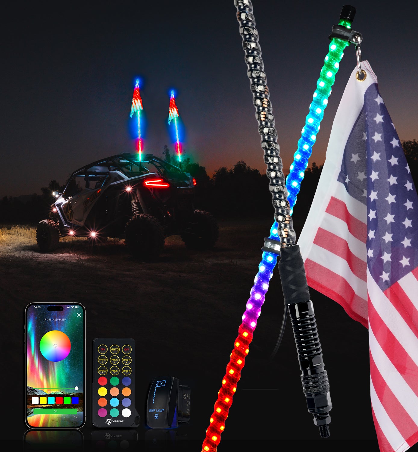 LED Whip Lights for UTV ATV RZR SXS Trucks