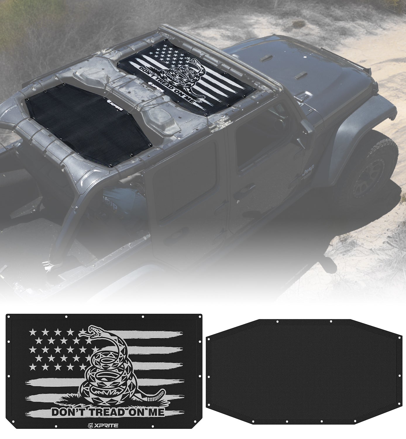 Jeep Sunshade Top with Gadsden Flag Design for JL JT