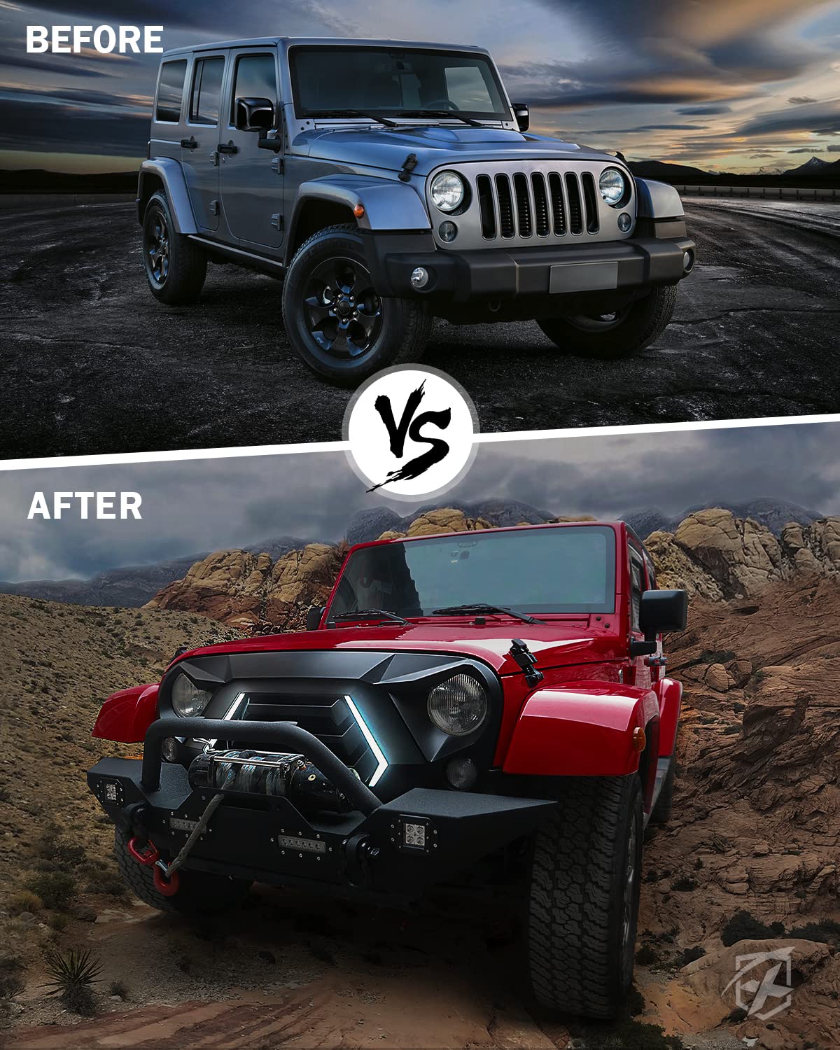 Angry Grille with Turn Signal for Jeep Wrangler JK | Vader Series