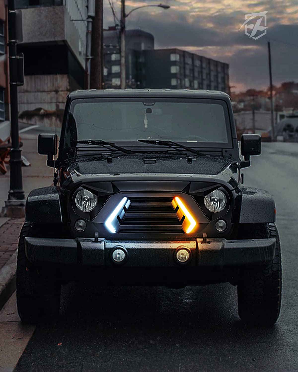 Angry Grille with Turn Signal for Jeep Wrangler JK | Vader Series