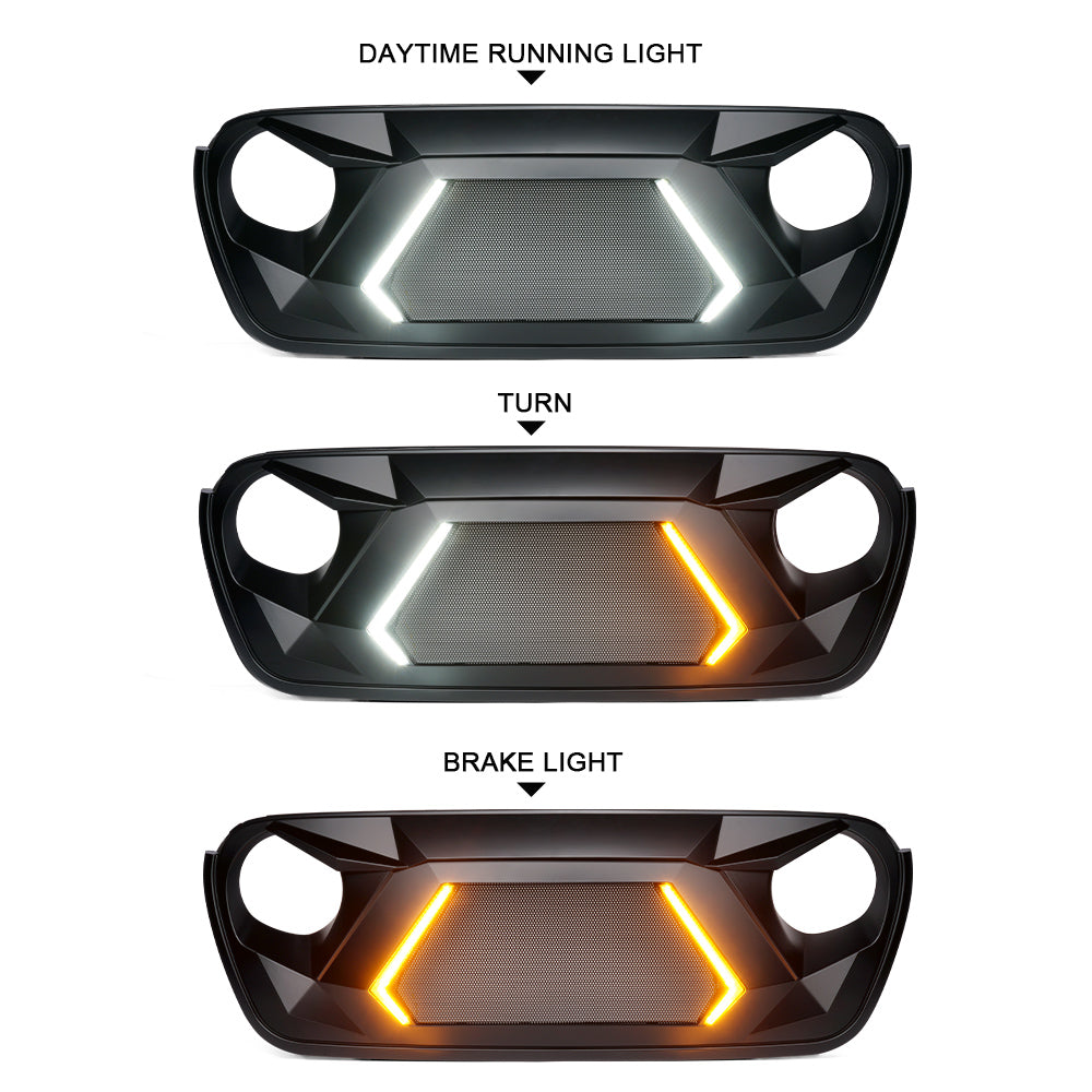 Jeep Front Grille with Turn Signal for 2018+ Jeep Wrangler JL