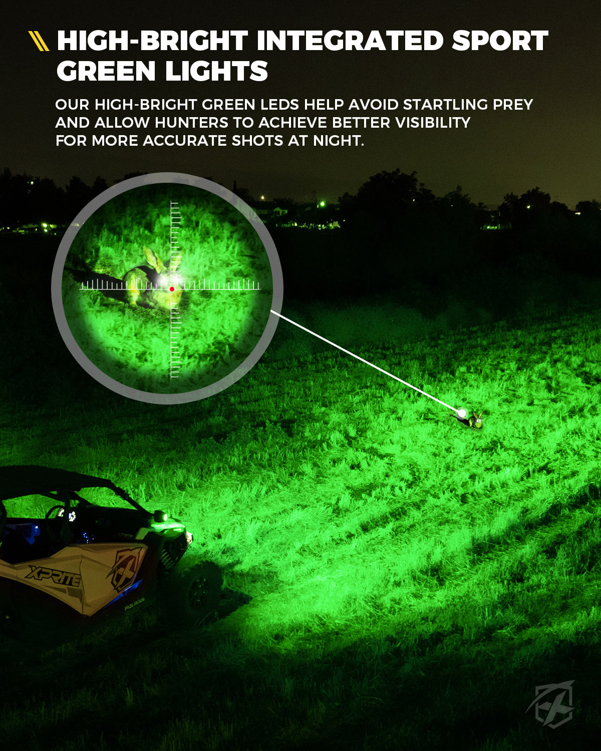 Green Hunting Side Mirror Lights for 1.75" - 2" Roll Cage Bar