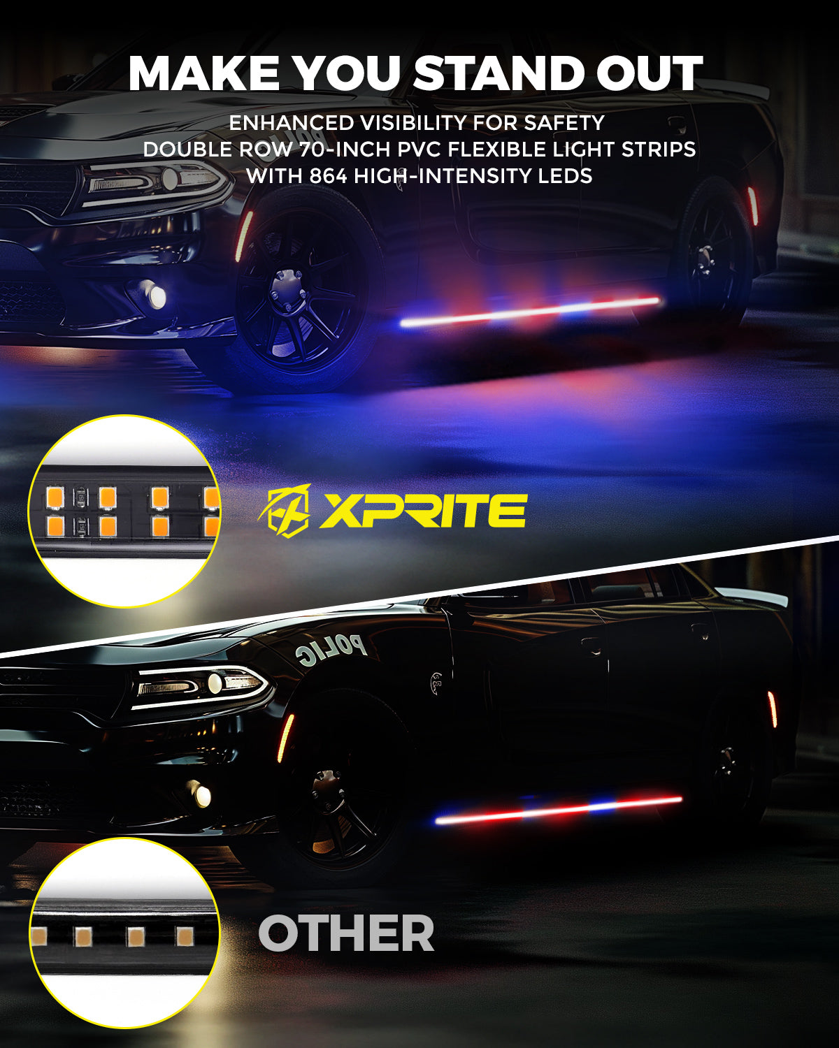 70" LED Emergency Strip Lights