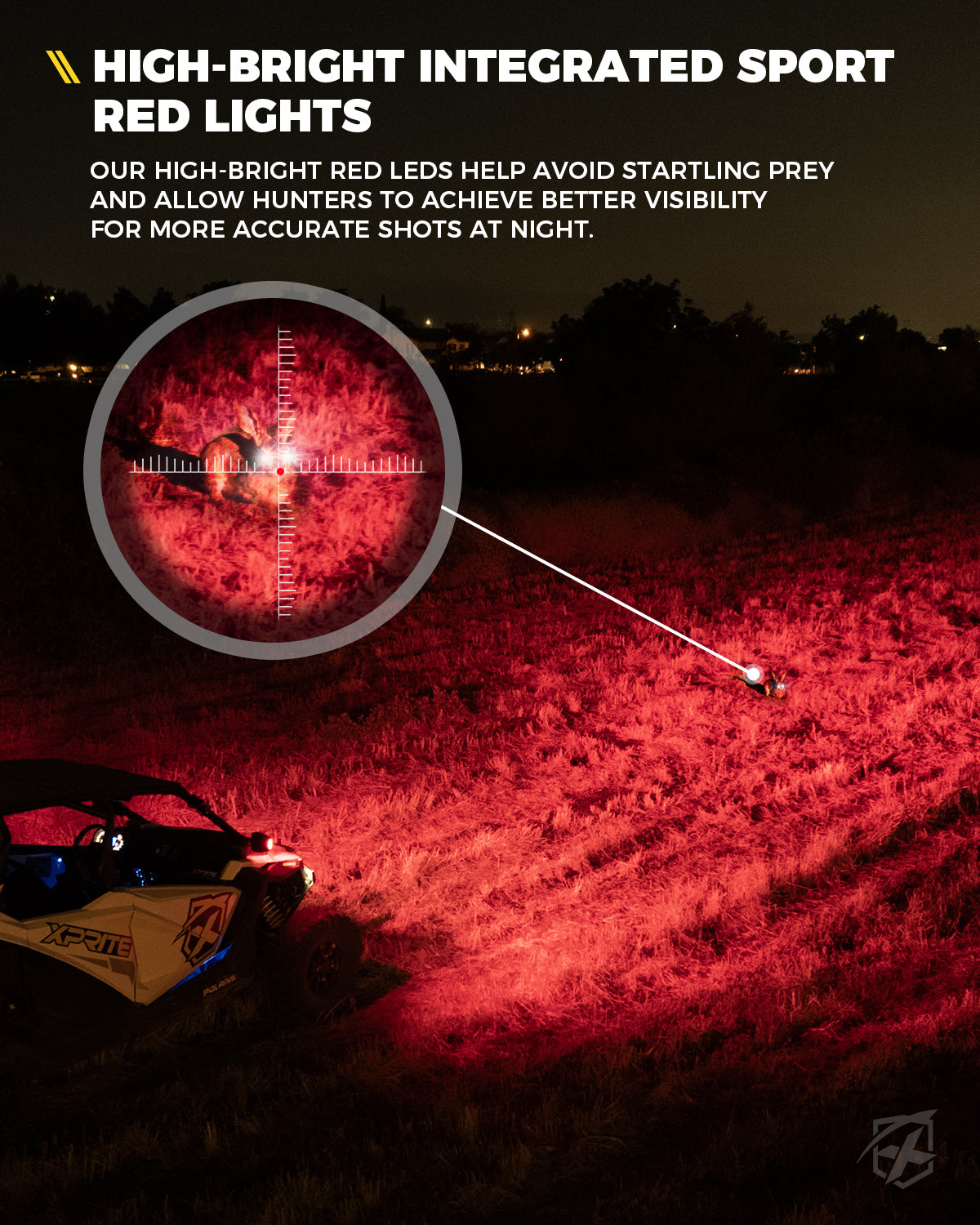 Red Hunting Side Mirror Lights for 1.75" - 2" Roll Cage Bar