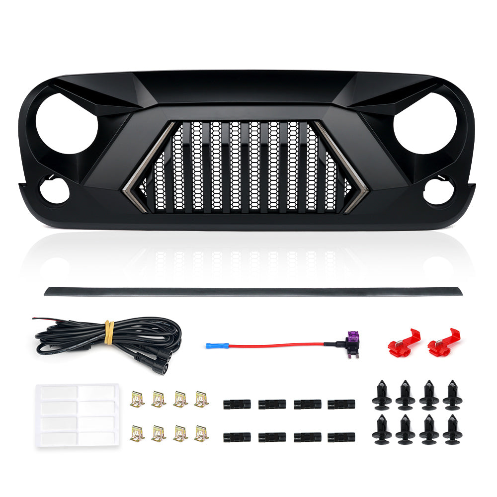 Jeep Grille with Turn Signal Lights for 2007-2018 Jeep Wrangler JK JKU