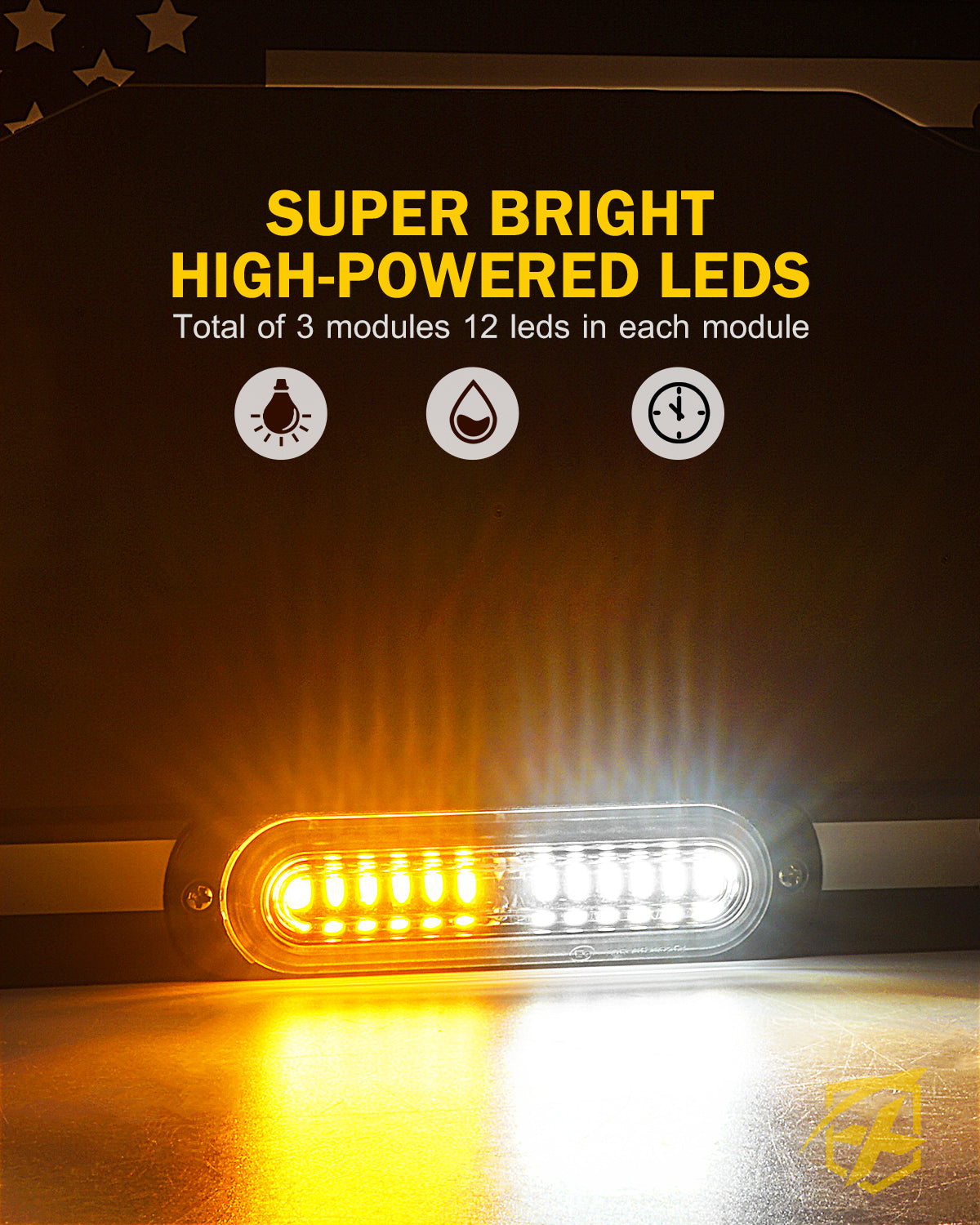 Xprite License Plate Strobe Lights – LED Emergency Warning Flash Lights Extension Cable