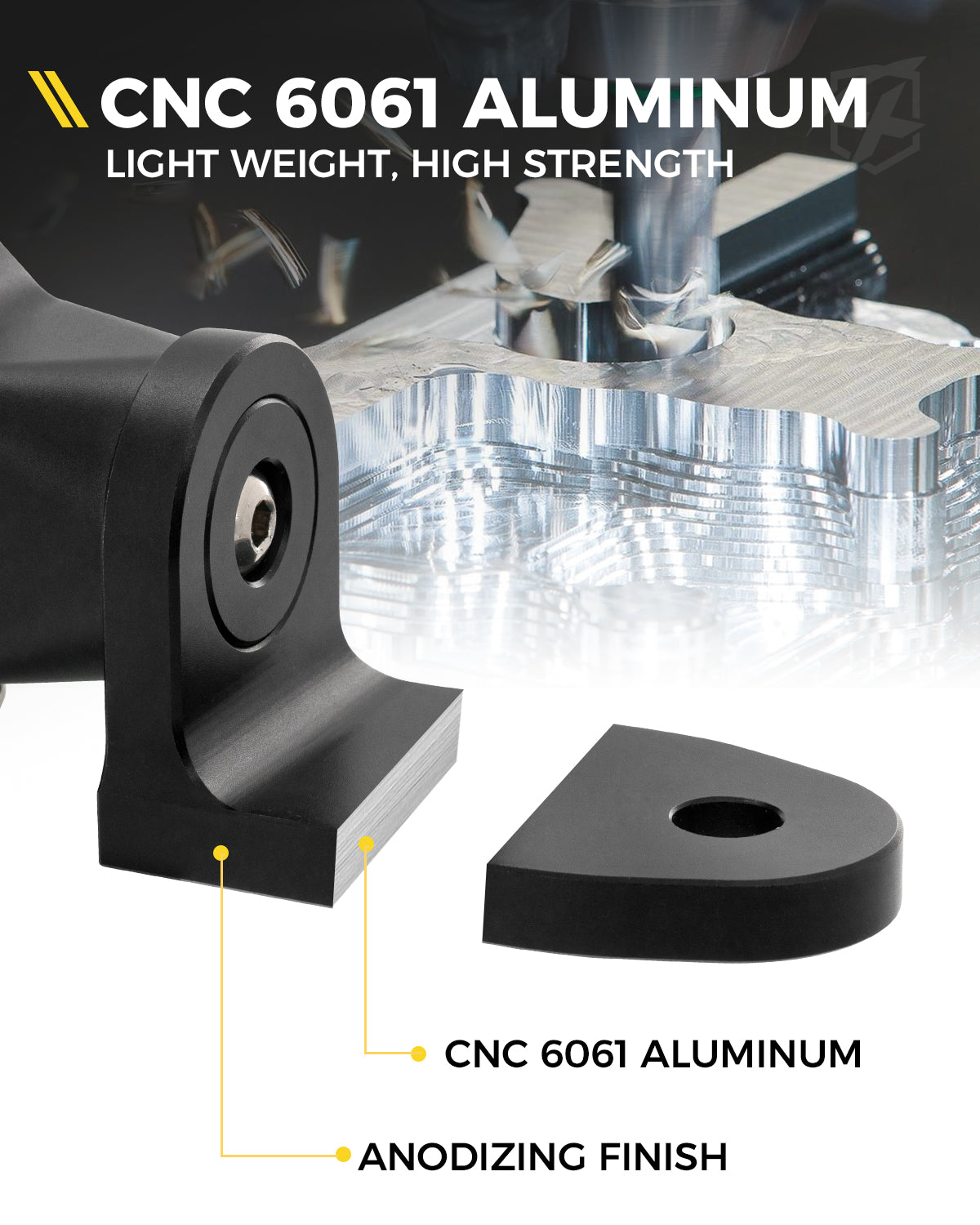 Aluminum CNC Whip Light Mount Bracket with 360° Rotation Capability