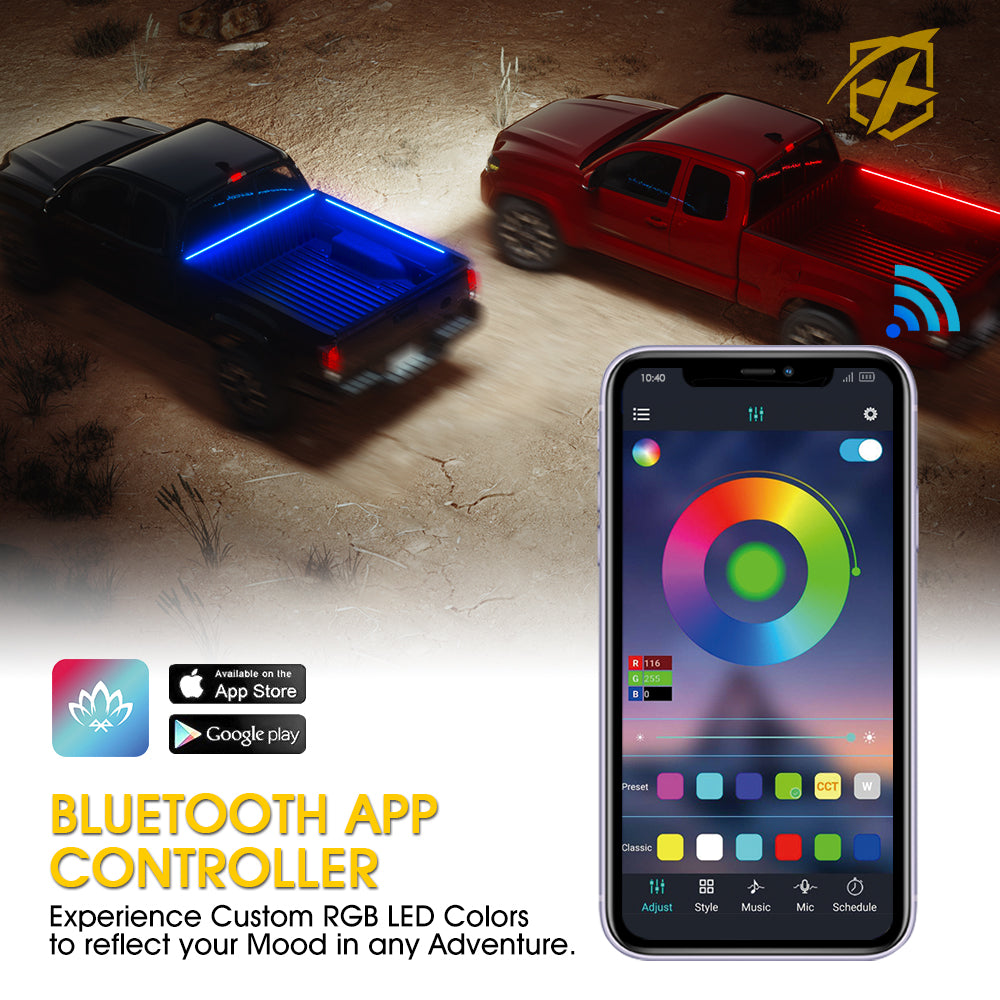 RGB LED Truck Bed Light Strips with Bluetooth and Remote Control | Spire 3 Series