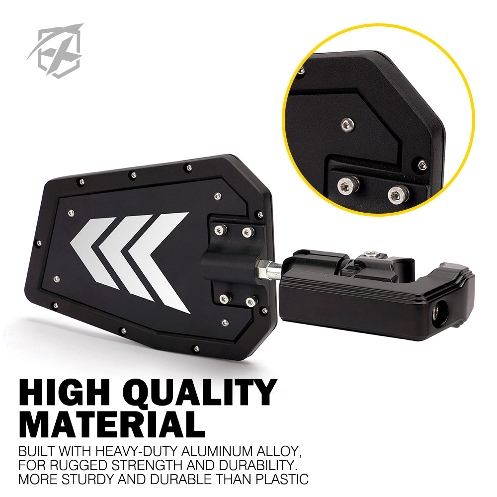 UTV Side Mirrors with C-Clamp Roll Bar Cage Brackets
