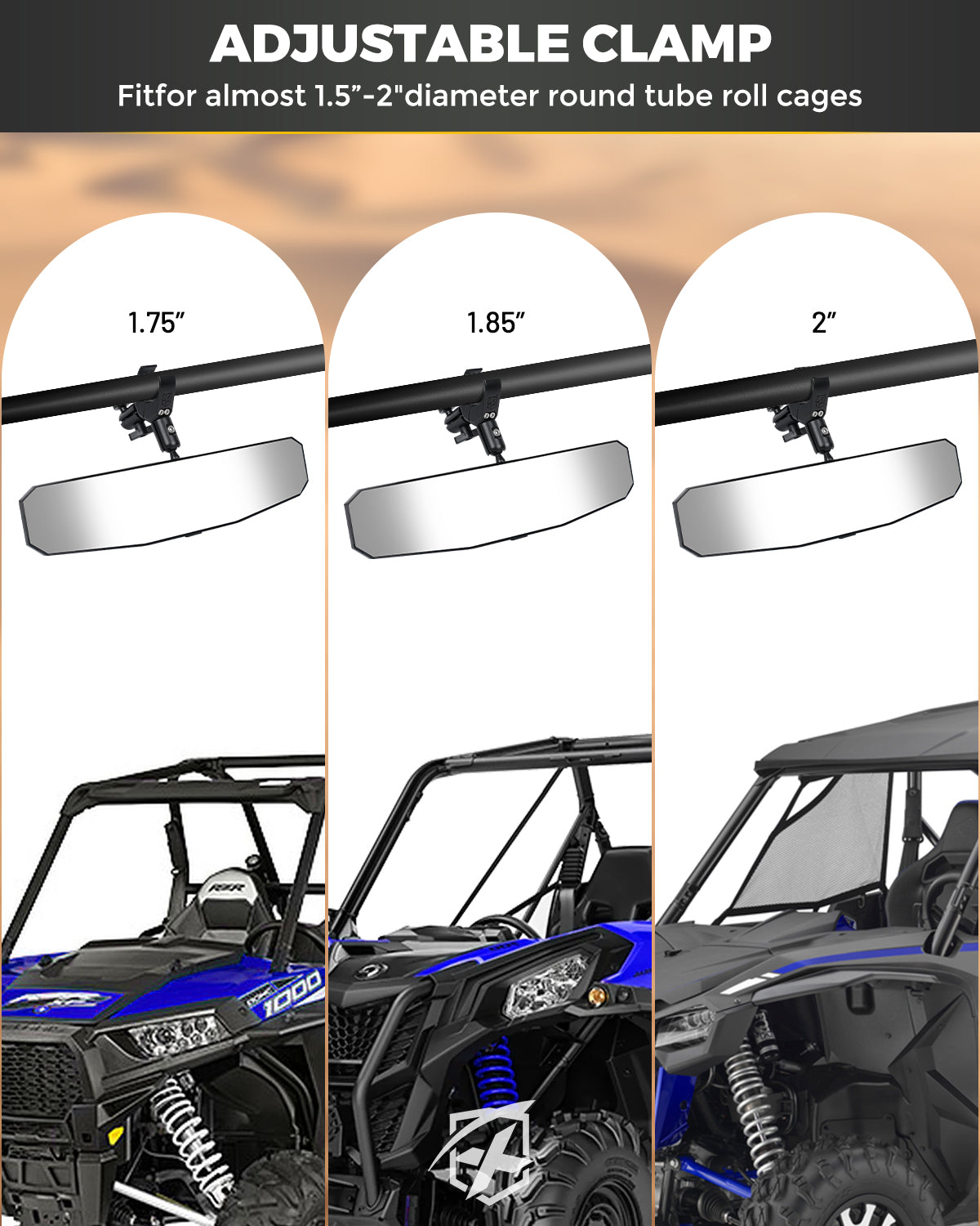 UTV Rear View Mirror with Interior Lights and an Additional GoPro Mount