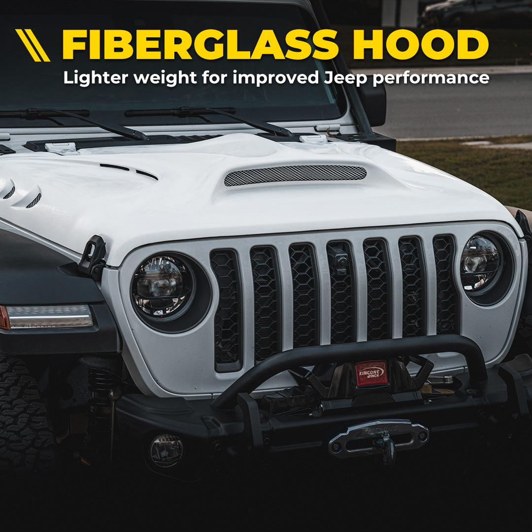 Fiberglass hood with air vents for Jeep JL & JT  | Beast Series
