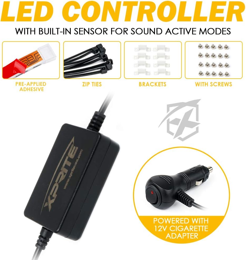 RGB Interior Light Strips - Powered by Cigarette Plug