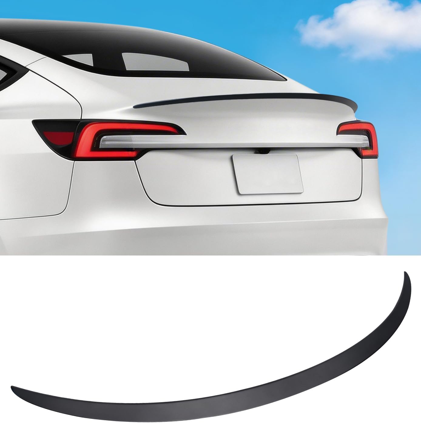 Xprite Matte Black Rear Spoiler, Aerodynamic ABS Trunk Lip Wing for Tesla Model 3 Highland 2024-2026, OEM Fit