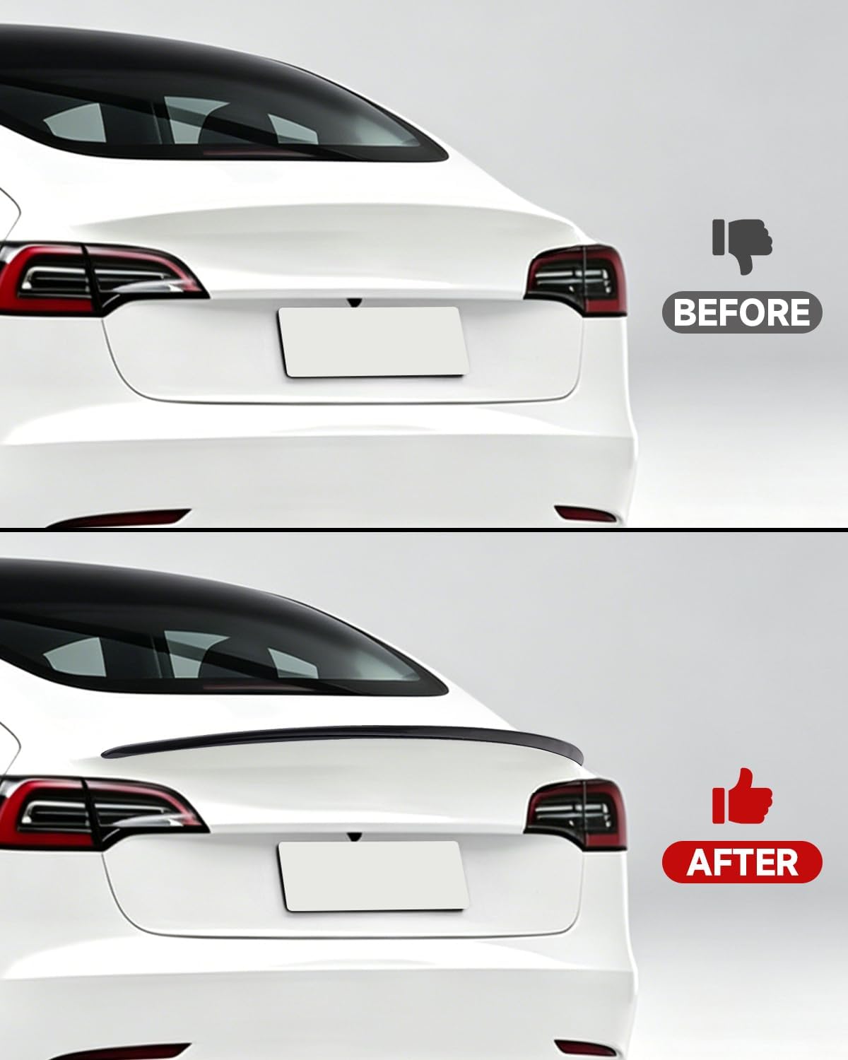 Xprite Glossy Black Rear Spoiler Lip Wing OEM Fit Compatible with Tesla Model 3 2017-2023