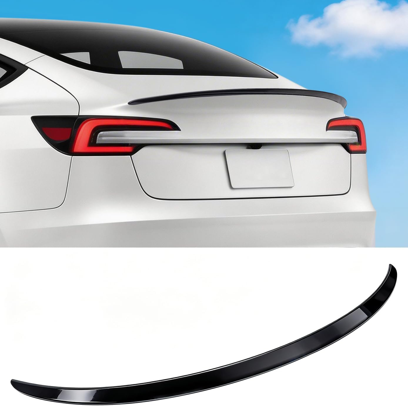Xprite Glossy Black Rear Spoiler, Aerodynamic ABS Trunk Lip Wing for Tesla Model 3 Highland 2024-2026, OEM Fit