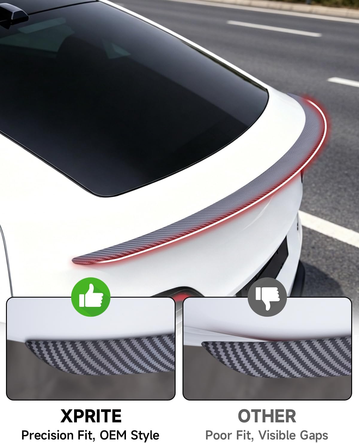 Xprite Rear Spoiler for Tesla Model Y 2020–2024 Matte Carbon Fiber Trunk Lip Wing