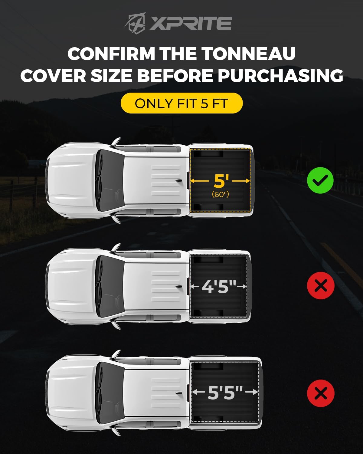 Hard Tri-Fold Truck Bed Tonneau Cover for 2014-2026 Nissan Frontier KC Double Cab