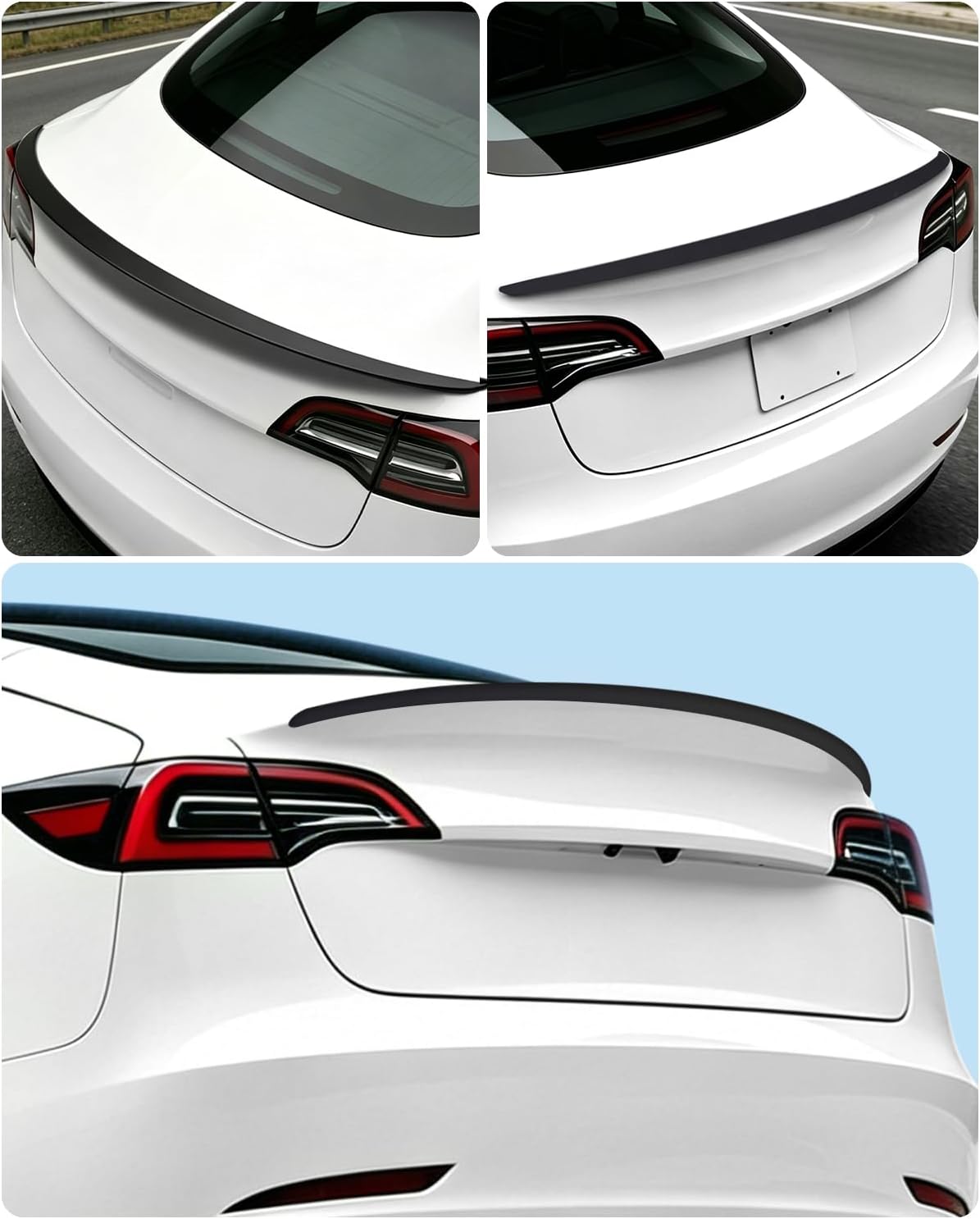 Xprite Matte Black Rear Spoiler Lip Wing OEM Fit Compatible with Tesla Model 3 2017-2023