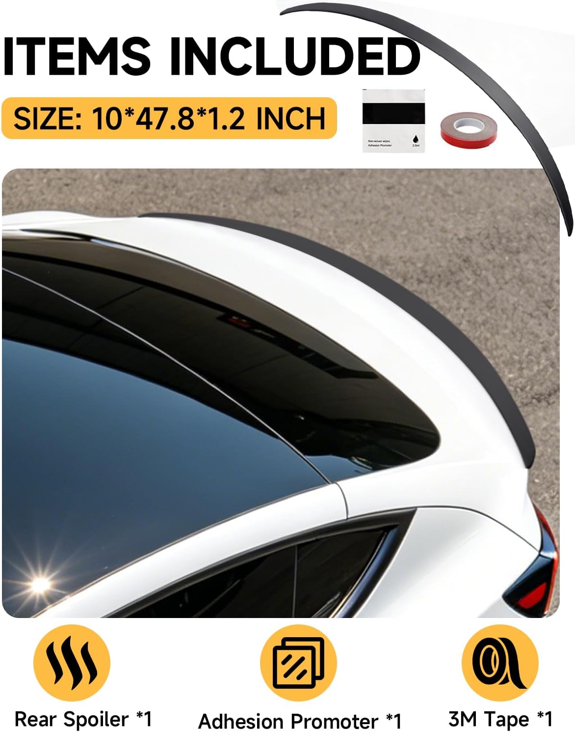 Xprite Matte Black ABS Rear Trunk Spoiler Compatible with Tesla Model Y 2020-2024