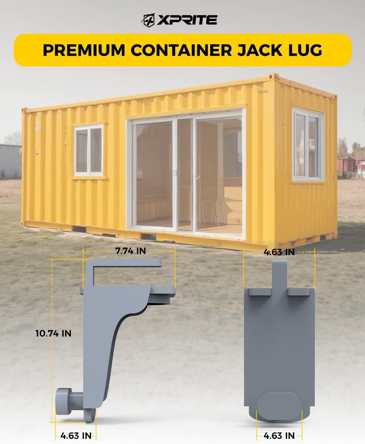 Xprite Heavy Duty Shipping Container Jack Lug-44,092 LB Capacity, Leveling Tool with L-Shaped Handle, Steel Shipping Container Accessories Used to Stabilize Containers and Keep Loads Secure, Gray,4PCS