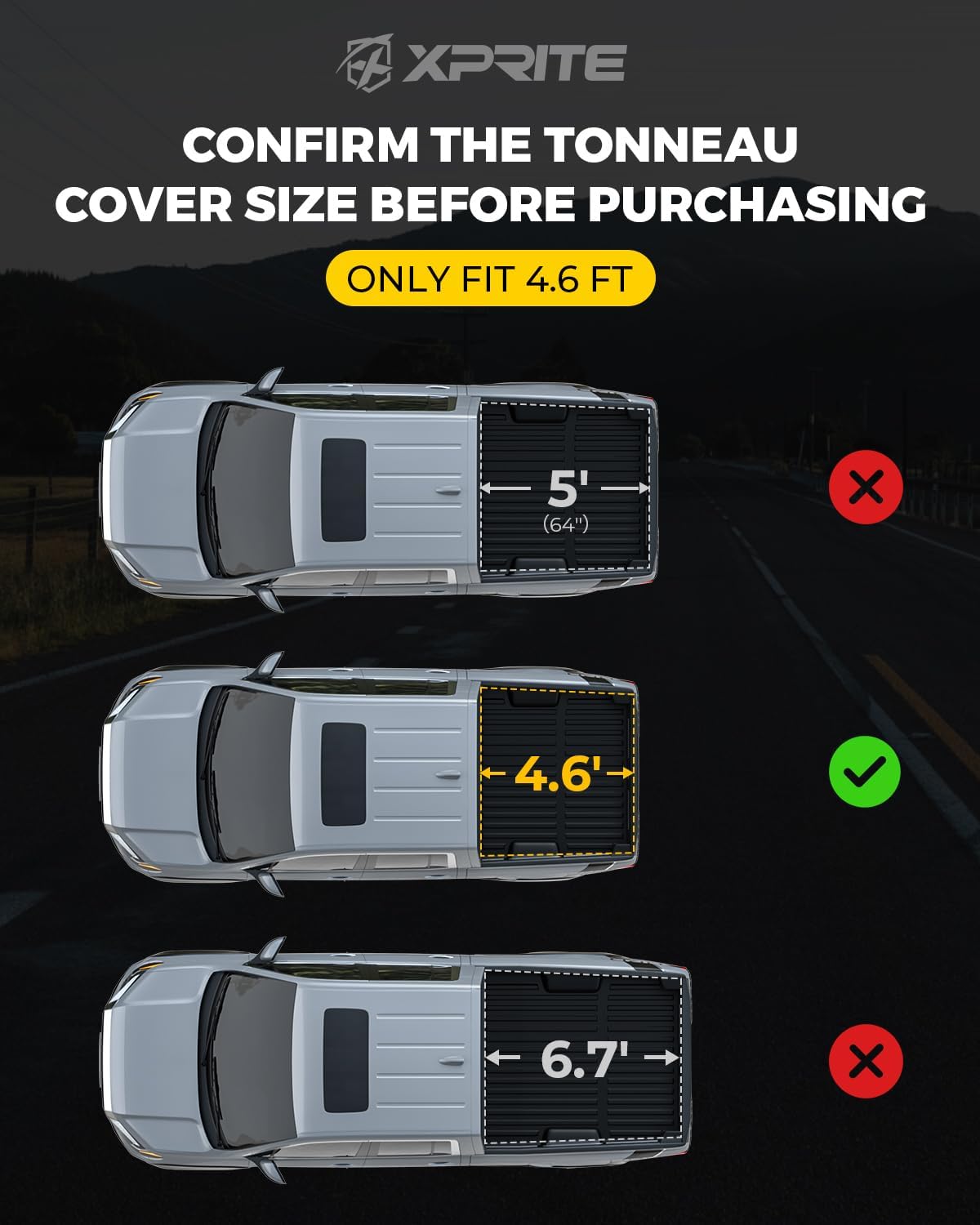 4.6ft Soft Tri-Fold Truck Bed Tonneau Cover for 2022-2026 Ford Maverick