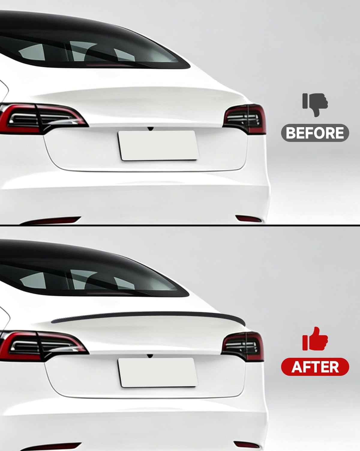 Xprite Rear Spoiler for Tesla Model 3 2017–2023 Matte Carbon Fiber Trunk Lip Wing