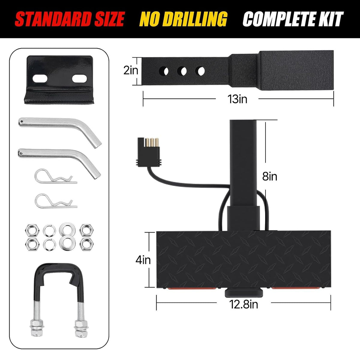 Xprite Tow Hitch Step 2" Hitch Receiver with 4-Mode LED Signal Lights, Anti-Slip 3-Layer Rust Coating for Trucks Pickups