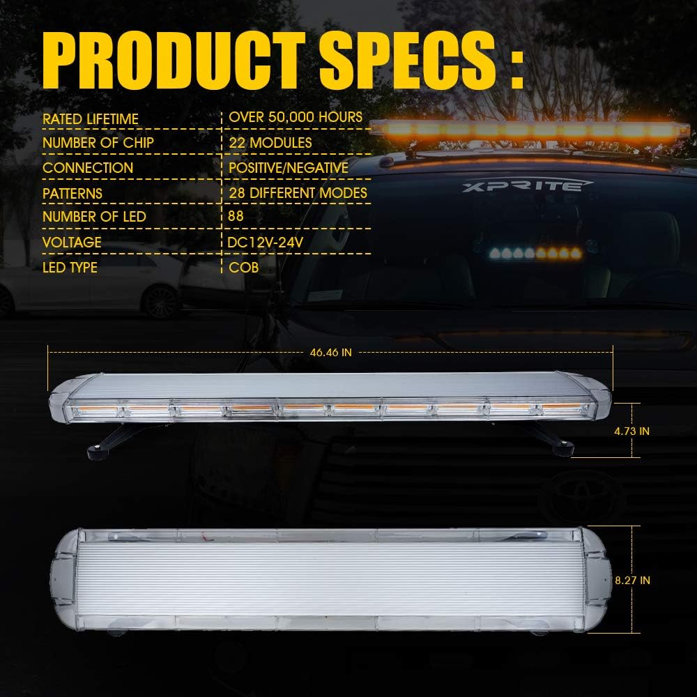 47 Inch Amber Rooftop Emergency Light Bar