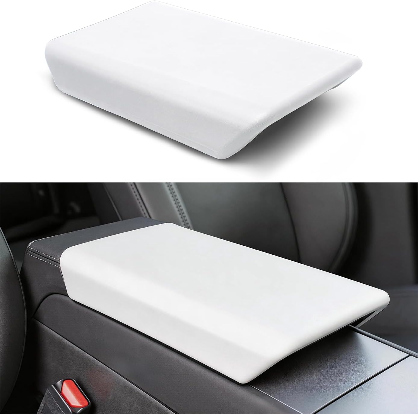 Xprite White TPE Center Console Cover for 2025-2026 Tesla Model Y Juniper & Model 3 Highland | Waterproof Anti-Slip Console Protector