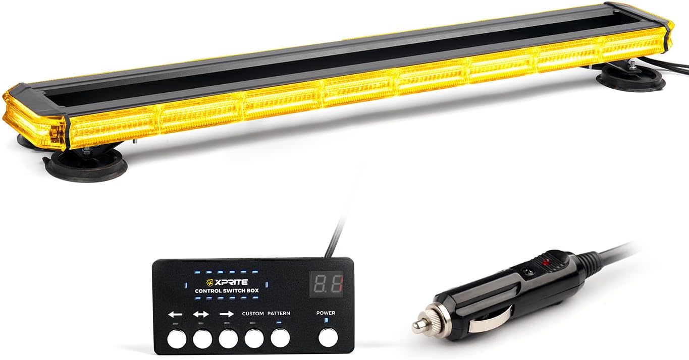 Xprite 34 inch 270 LED Rooftop Emergency Strobe Light Bar Heavy-Duty Flashing Warning Lights w/Adjustable Mounting Brackets
