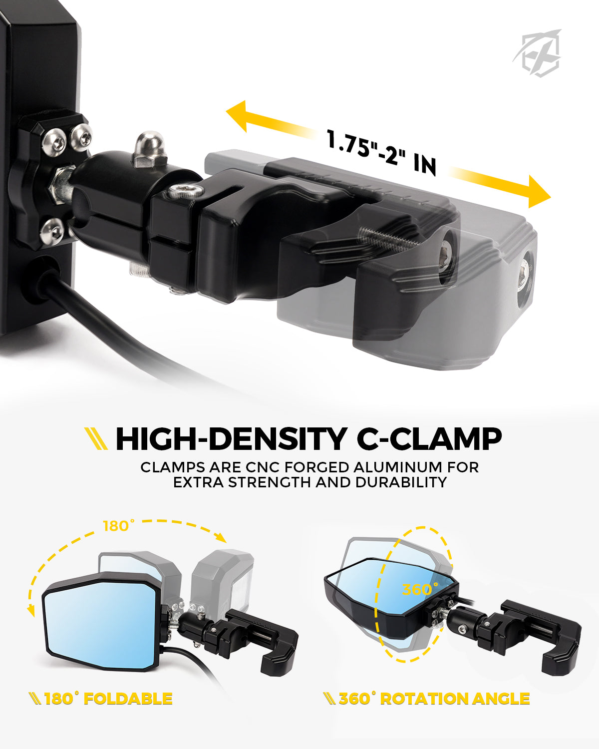 Red Hunting Side Mirror Lights for 1.75" - 2" Roll Cage Bar