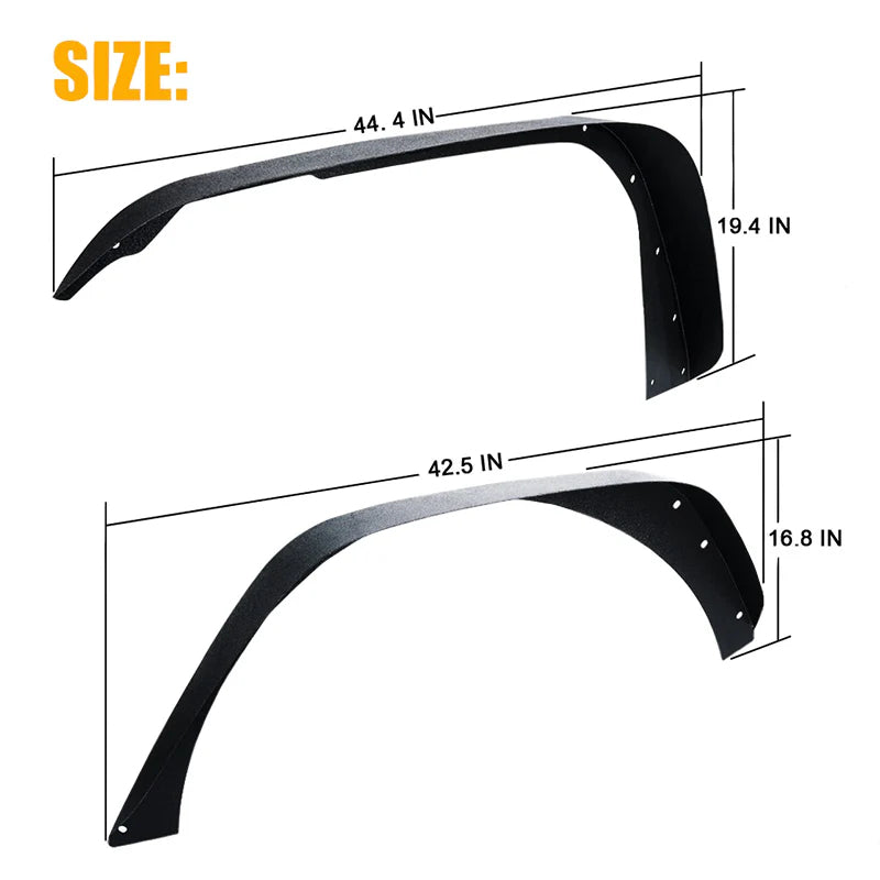 Dimensions of a black car spoiler with measurements in inches.