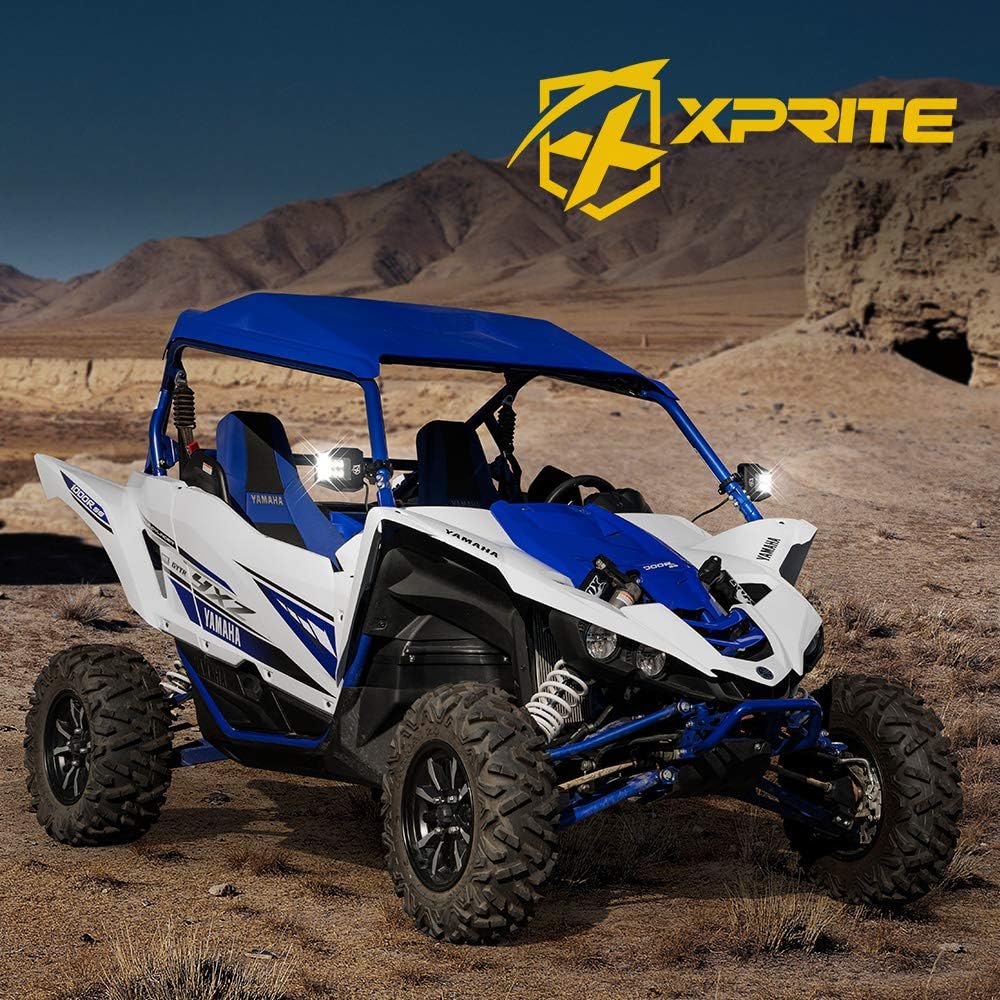 Xprite UTV Side Mirrors with LED Spot Lights – Anti-Glare Blue Tinted Off-Road Mirrors | Destiny Series