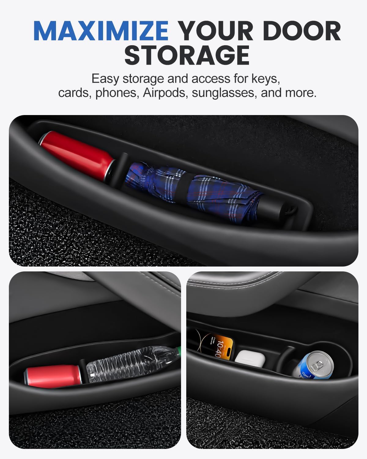 Xprite Door Side Storage Box for Tesla Model Y 2020 2021 2022 2023 2024