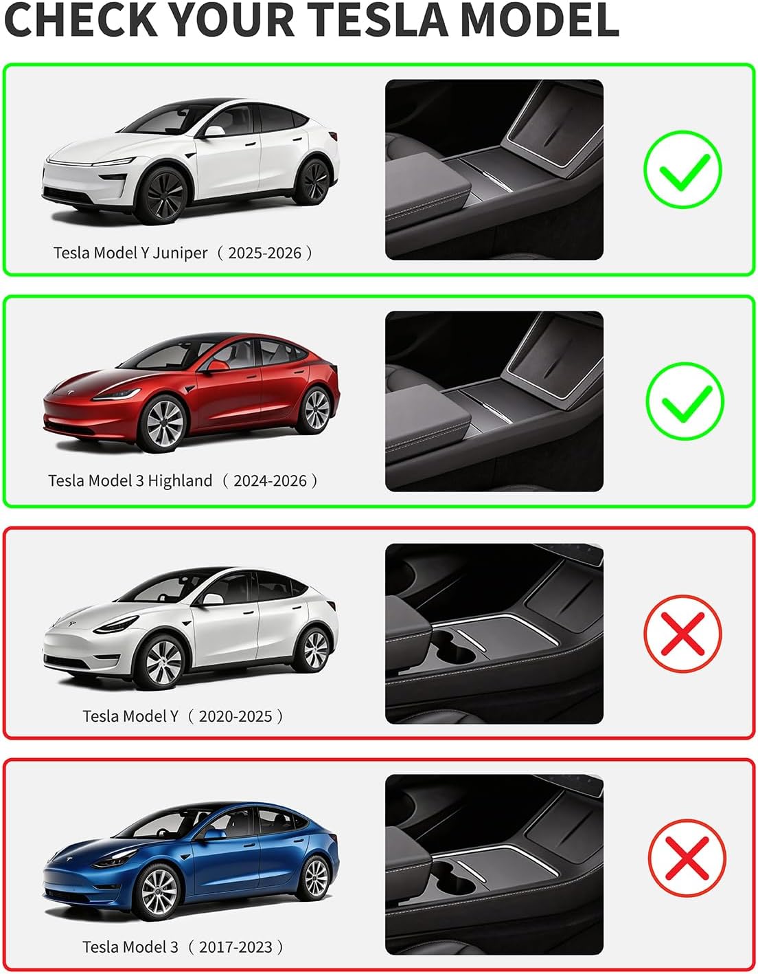 Xprite White TPE Center Console Cover for 2025-2026 Tesla Model Y Juniper & Model 3 Highland | Waterproof Anti-Slip Console Protector