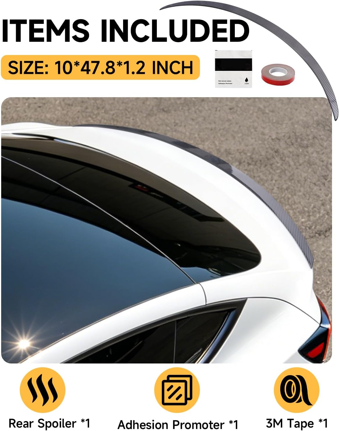 Xprite Tesla Model Y Rear Trunk Spoiler 2020–2024 Glossy Carbon Fiber OEM Style Wing